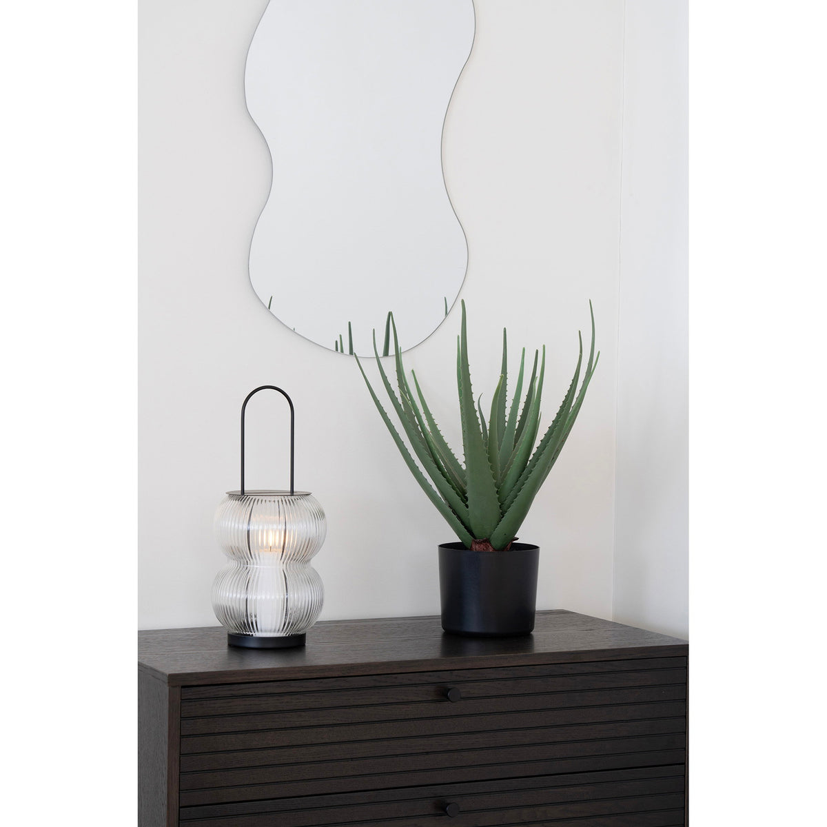 PolsterOase Möbel – Lucena Laterne aus Metall und Glas, Schwarz, 36 cm – Ansicht 5