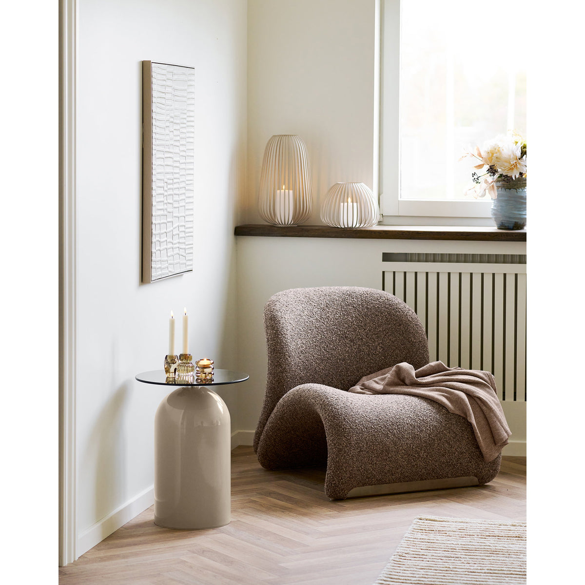 PolsterOase Möbel – Stoense Laterne aus Metall, Beige, Ø 24, 5 × H 40 cm – Ansicht 4