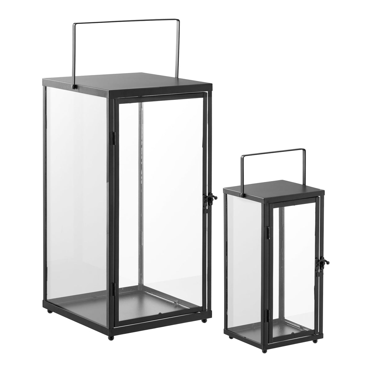 PolsterOase Möbel – Ibra Laternen aus Metall und Glas, 2er, Set, Schwarz