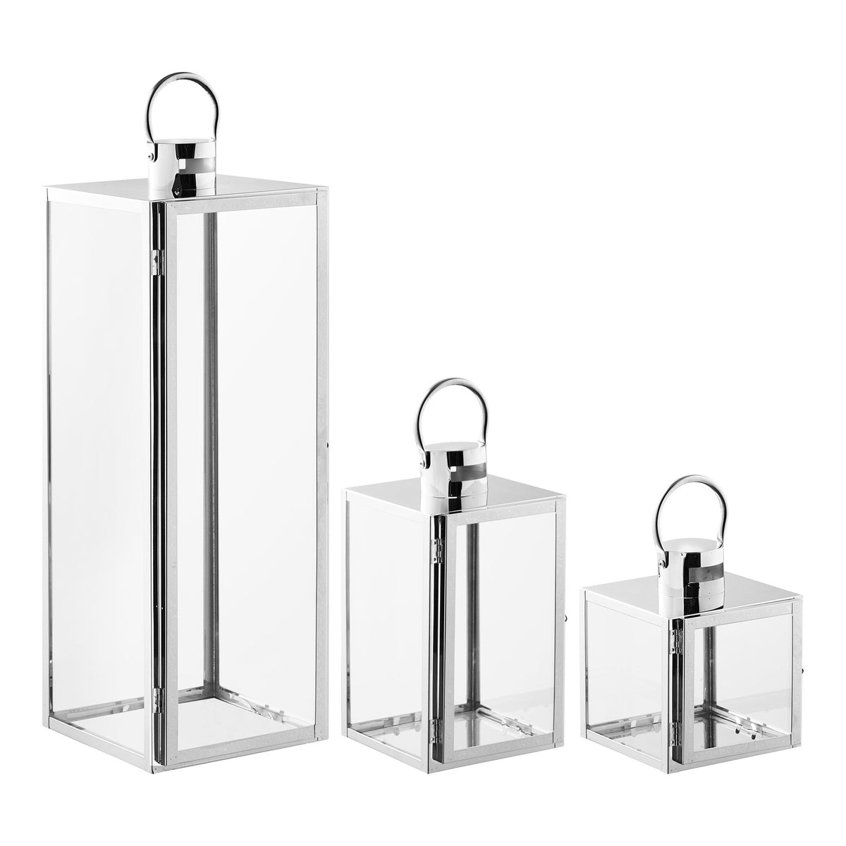 PolsterOase Möbel – Pota Laternen aus Glas und Metall, 3er, Set, Silber