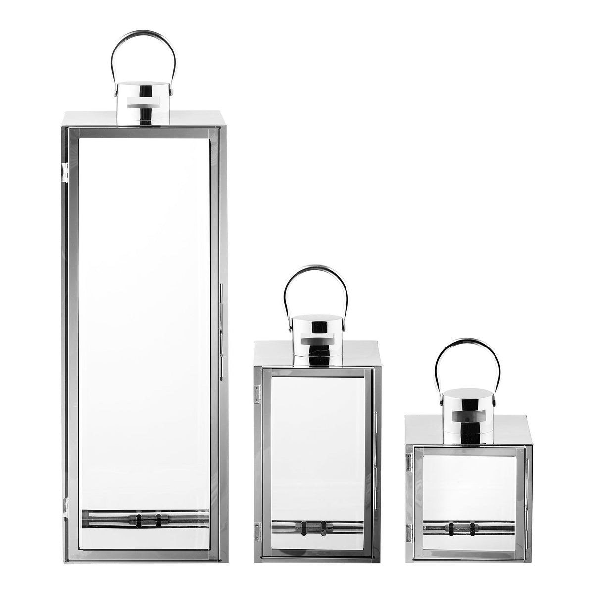 PolsterOase Möbel – Pota Laternen aus Glas und Metall, 3er, Set, Silber – Ansicht 2