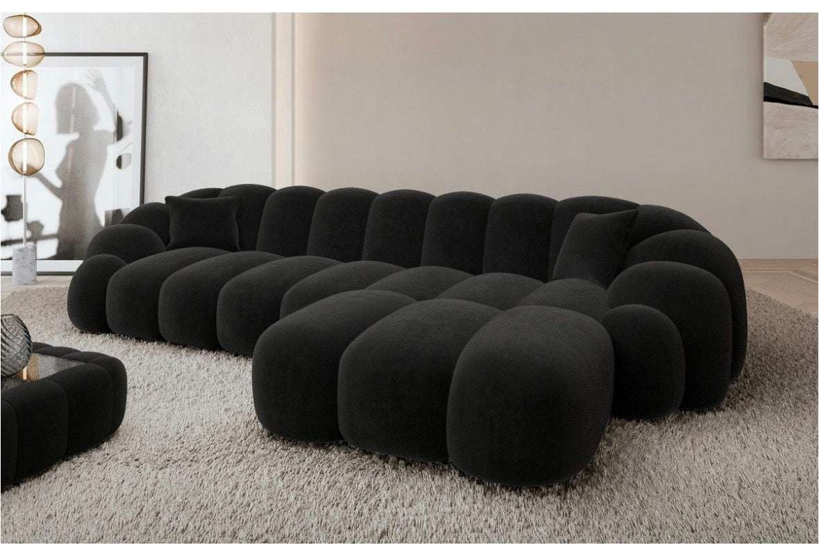 Bubble Ecksofa in Samt Schwarz, 299 cm Breite | PolsterOase