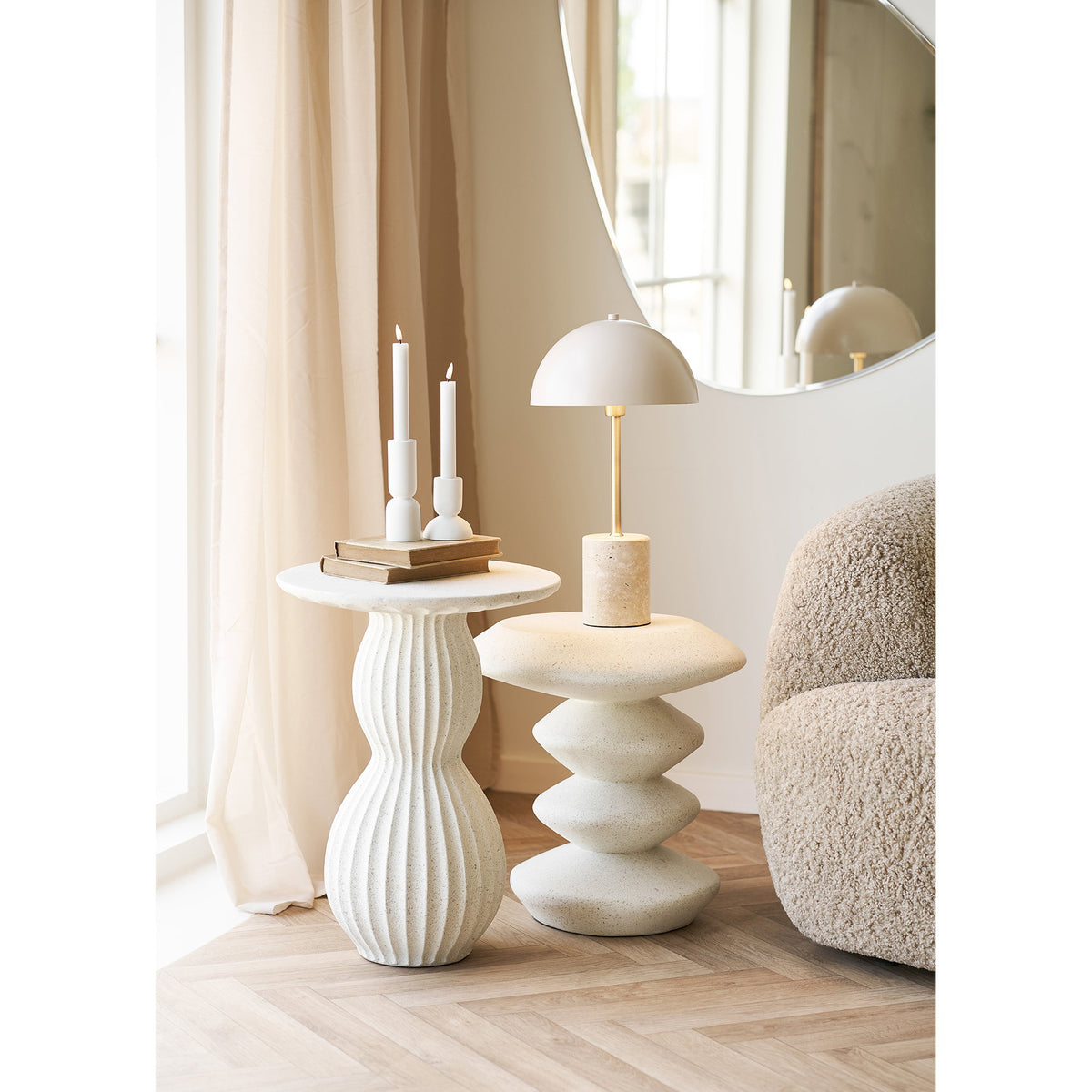 PolsterOase Möbel – Sheffield Tischlampe aus Marmor und Stahl, Beige, 45 cm – Ansicht 6