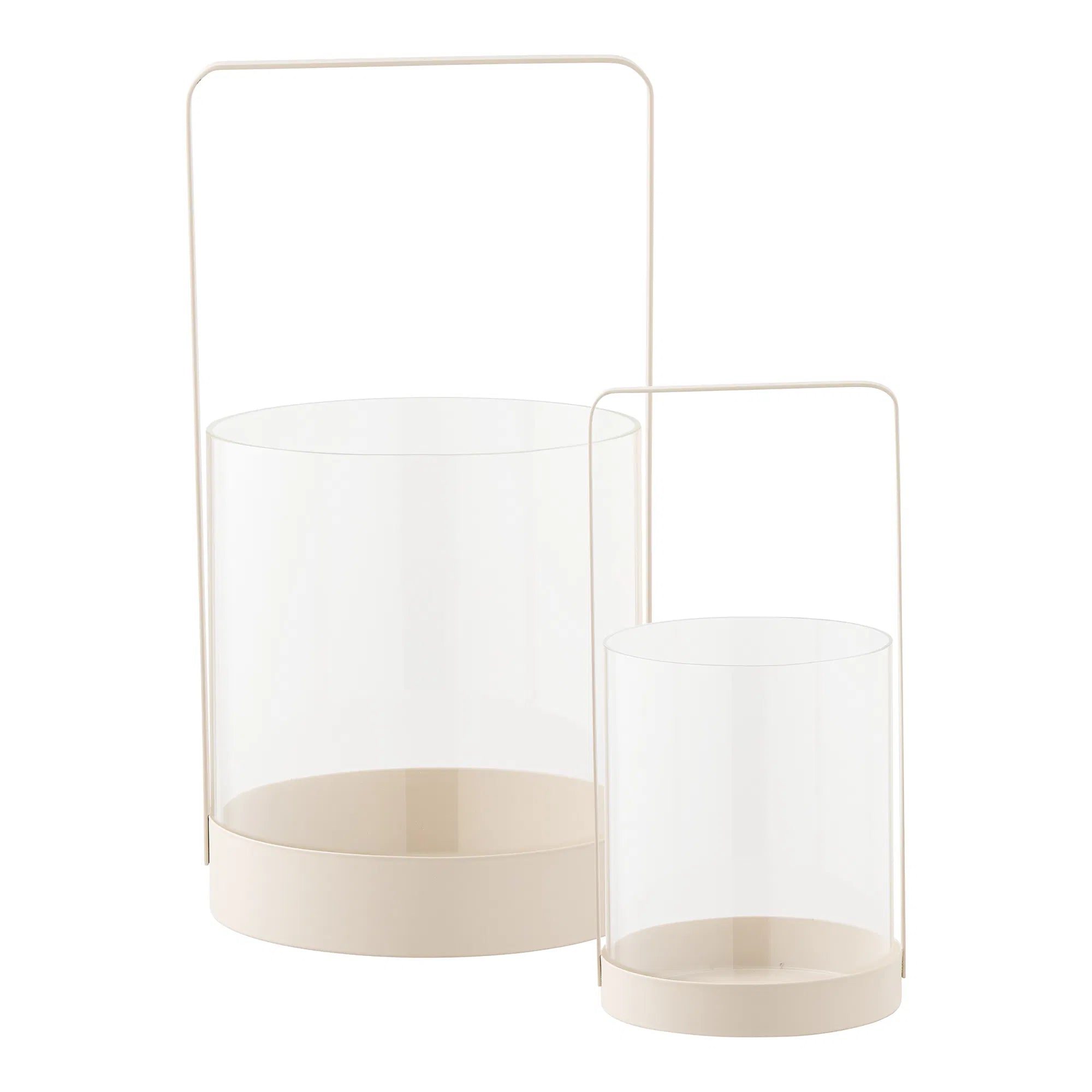 Laternen Set 2er Beige Glas/Metall – Hurricane Windlichter 25 & 35 cm