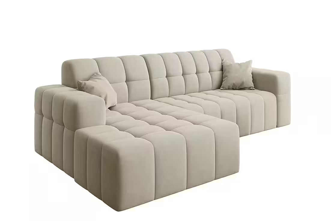 Ecksofa Nova (links) in Samtvelours, 265 cm Breite