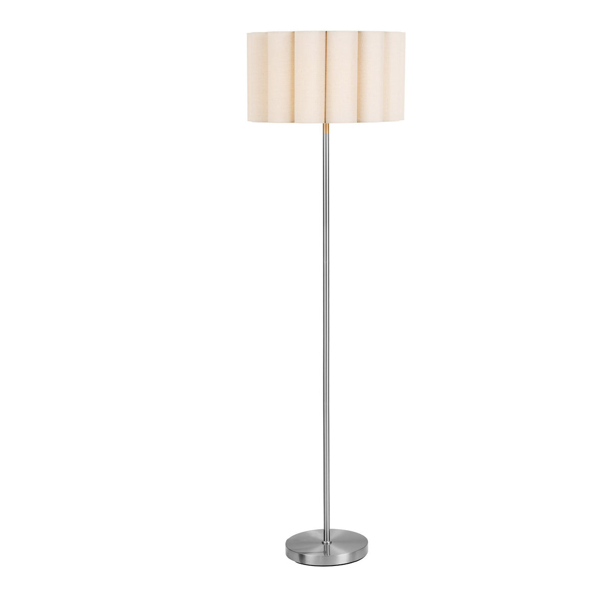 Wattom Stehleuchte – Stahl/Leinen, grau/beige