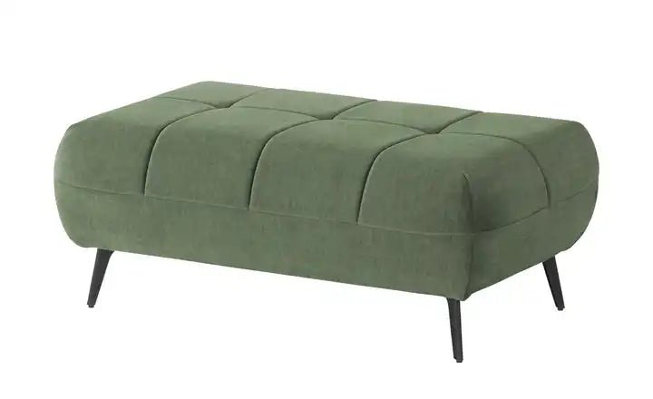 Ecksofa L - Form + Hocker in Webstoff Grün - POLSTEROASE