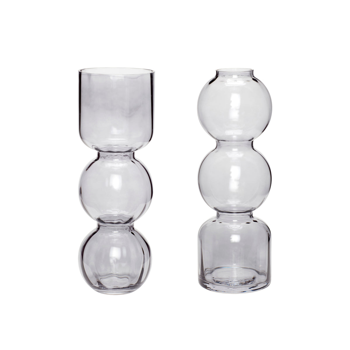 PolsterOase Möbel – Vasen aus mundgeblasenem Glas, 2er, Set, Rauchgrau