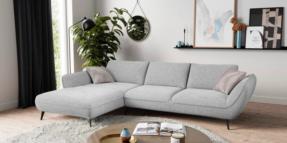 Ecksofa in Webstoff Ivory