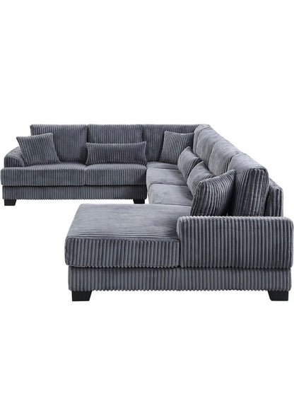 Wohnlandschaft U-Form in Breitcord Anthrazit