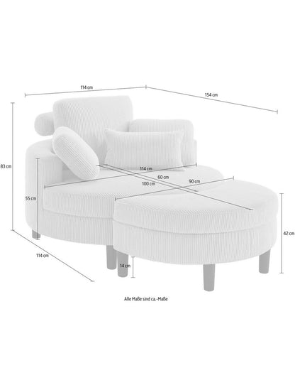Loveseat / Relaxliege in Cord Anthrazit - POLSTEROASE