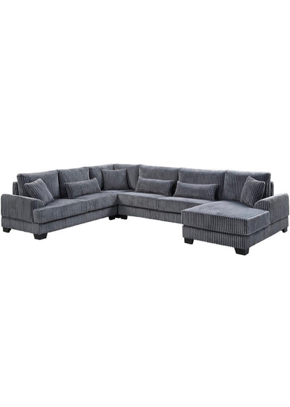 Wohnlandschaft U-Form in Breitcord Anthrazit