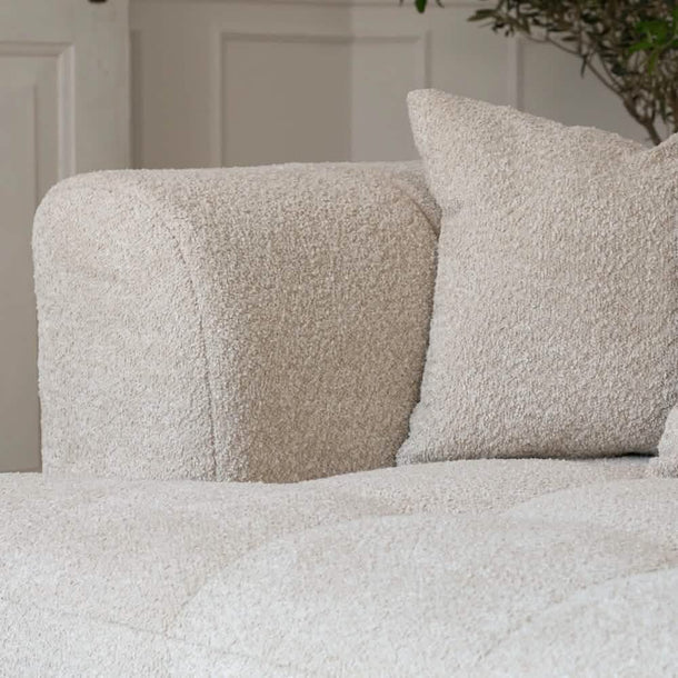 Bora Ecksofa (links) in Bouclé Creme, 240 cm Breite | PolsterOase