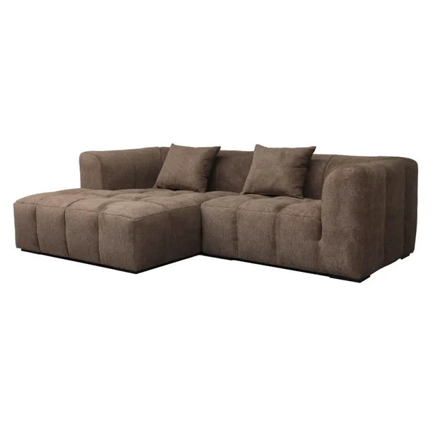 Bora Ecksofa (links) in Bouclé Braun, 240 cm Breite | PolsterOase