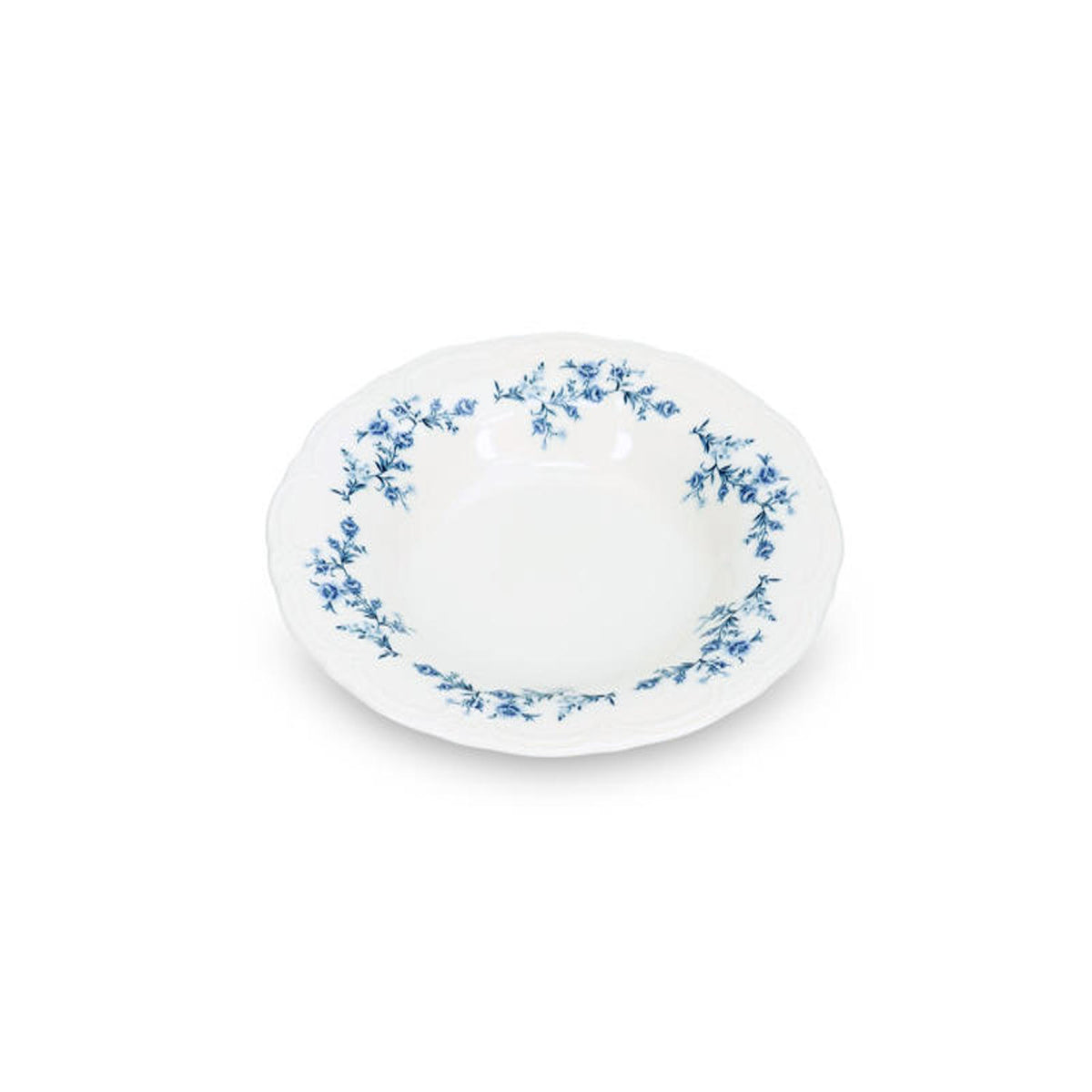 bonbistro Tiefer Teller 23,5/14xH4 cm, blaues Blumenmuster, Retro – 6er-Set – Produktansicht 1