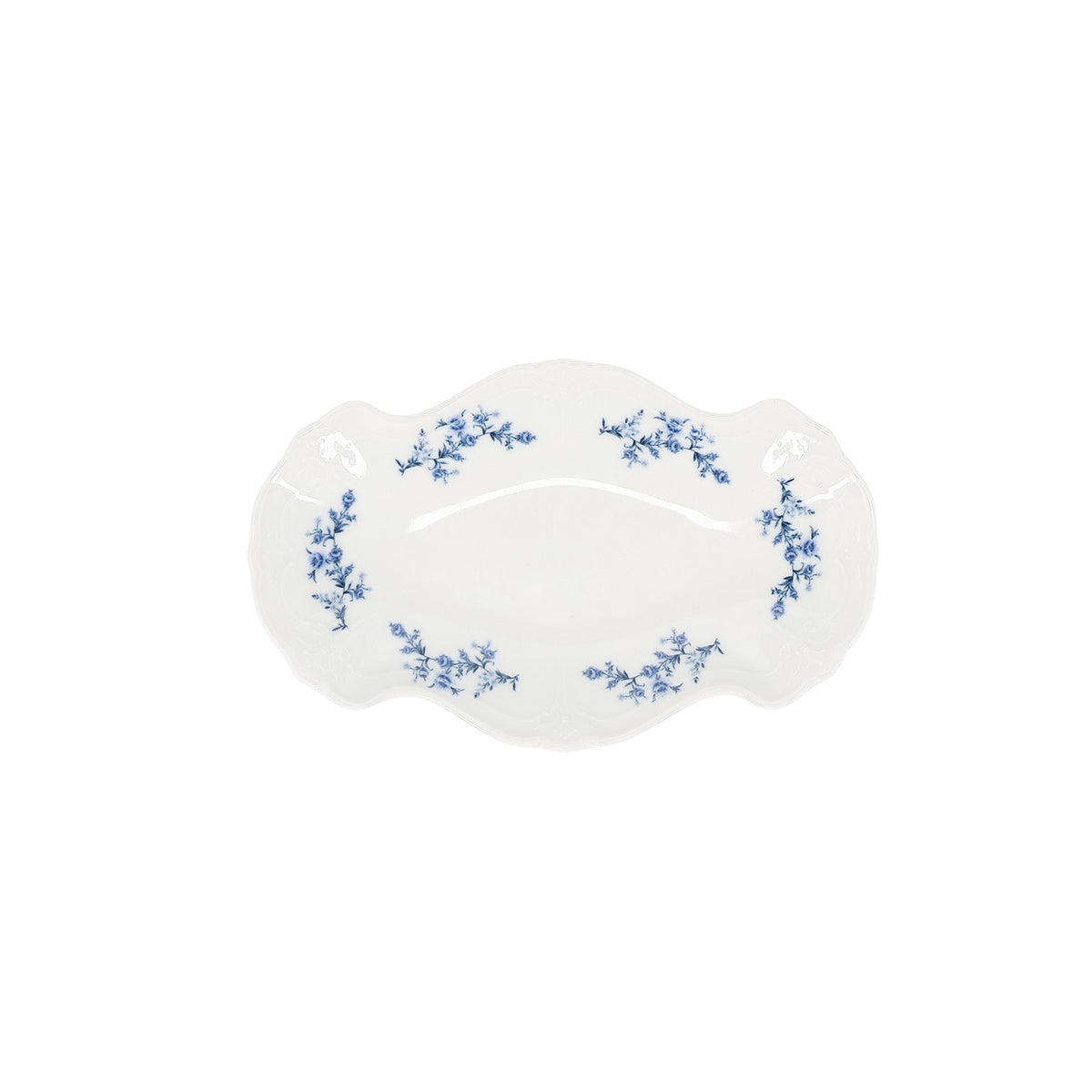 bonbistro Servierschale 26 x 16 cm, Retro-Blumenmuster in Blau – 4er-Set – Produktansicht 1
