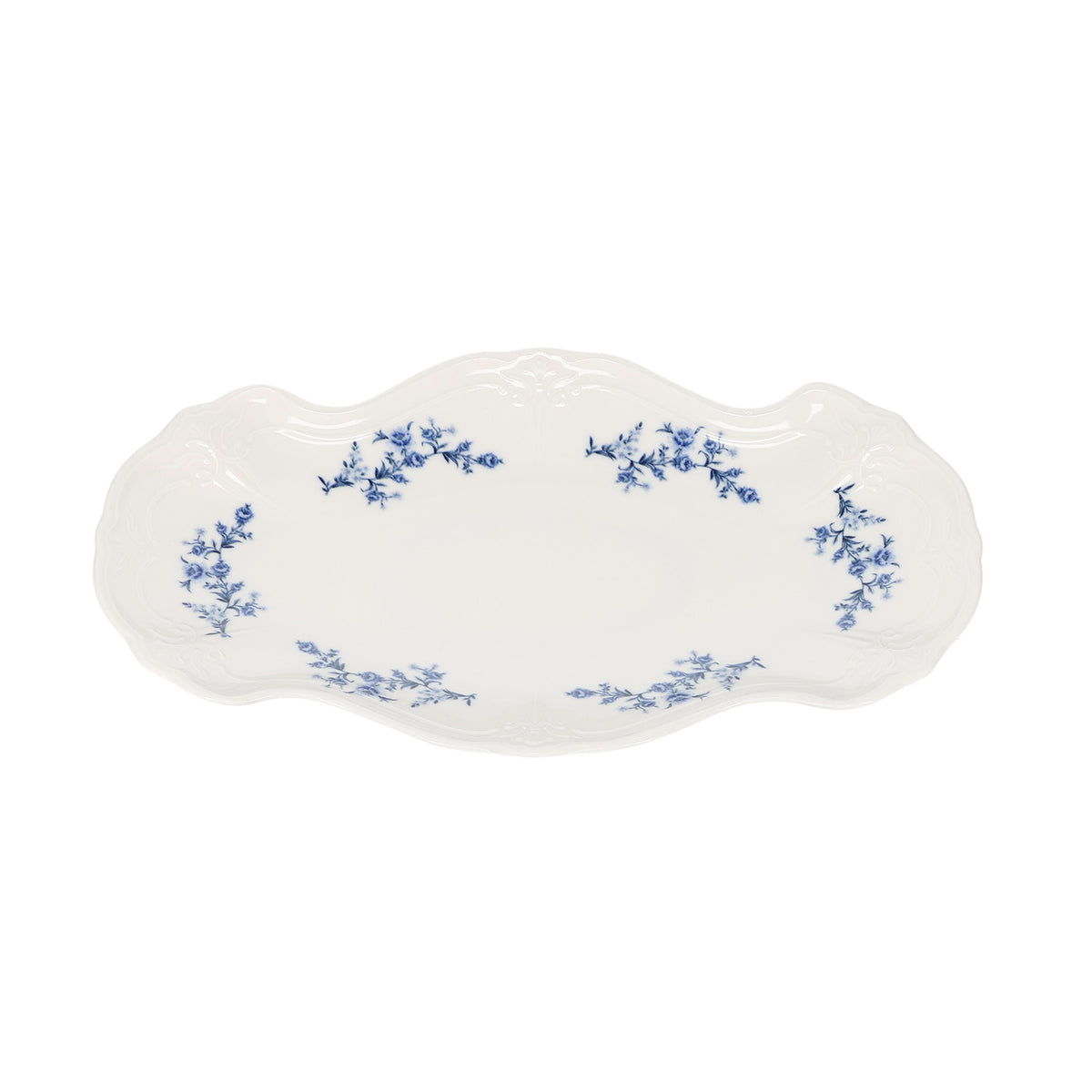 bonbistro Servierplatte 39 x 25 cm blaues Blumenmuster Retro – 2er-Set – Produktansicht 3