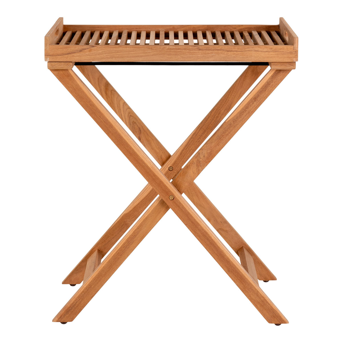 PolsterOase Möbel – Ronda Tabletttisch aus Teakholz, Natur, 60 × 40 × 70 cm