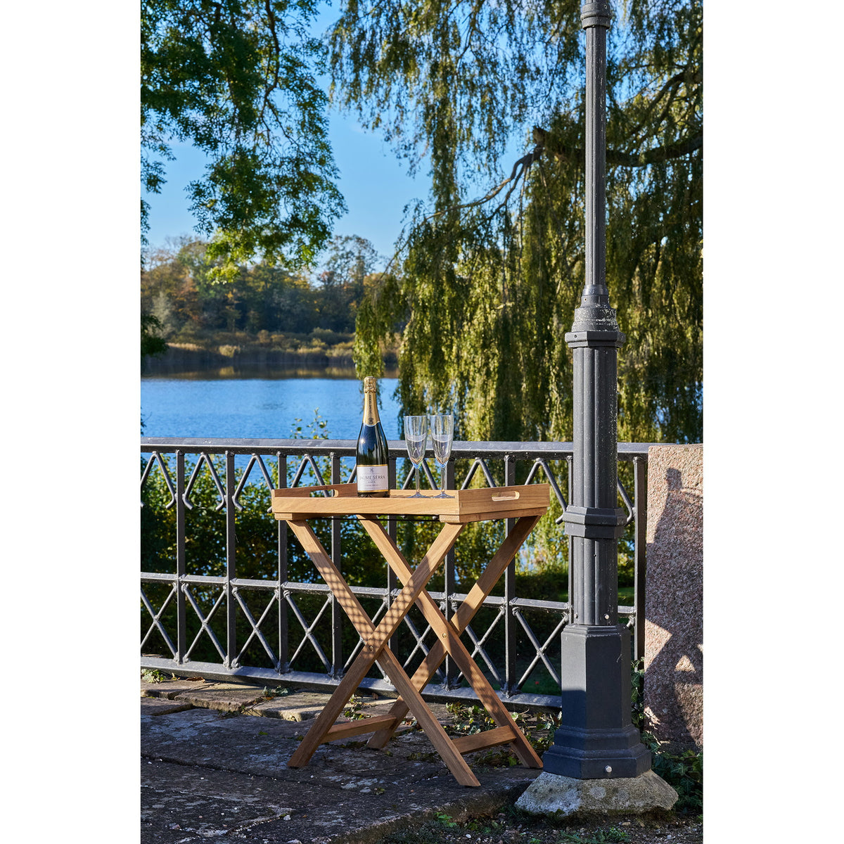PolsterOase Möbel – Ronda Tabletttisch aus Teakholz, Natur, 60 × 40 × 70 cm – Ansicht 10