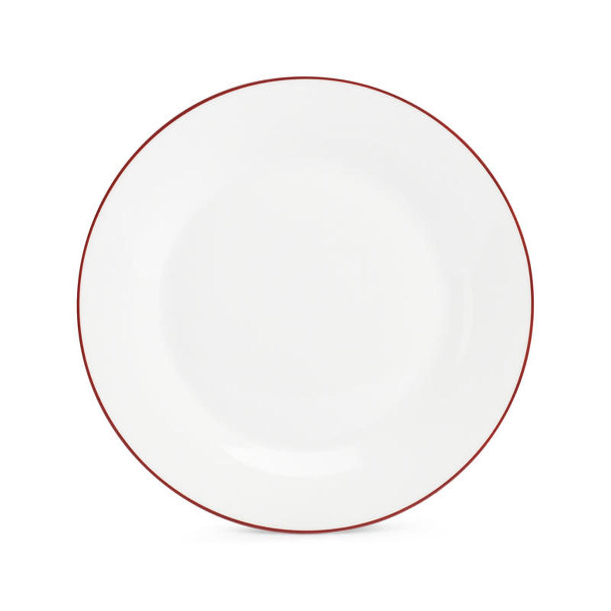 bonbistro Teller 27 cm, Basic White mit burgunderfarbenem Rand – 6er-Set – Produktansicht 1