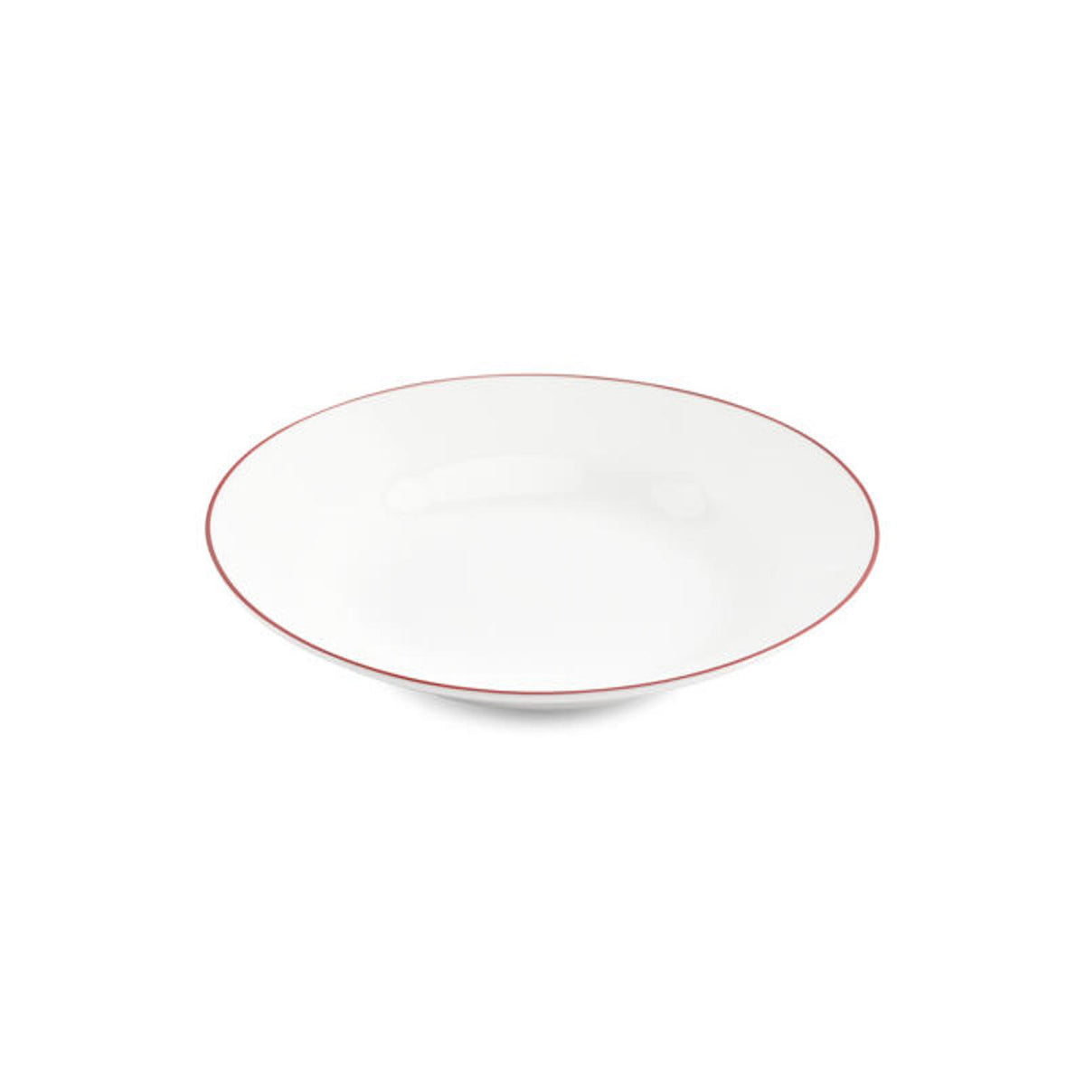 bonbistro Tiefer Teller 23 × H 4 cm, burgunderfarbener Rand, Basic White – 6er-Set – Produktansicht 1