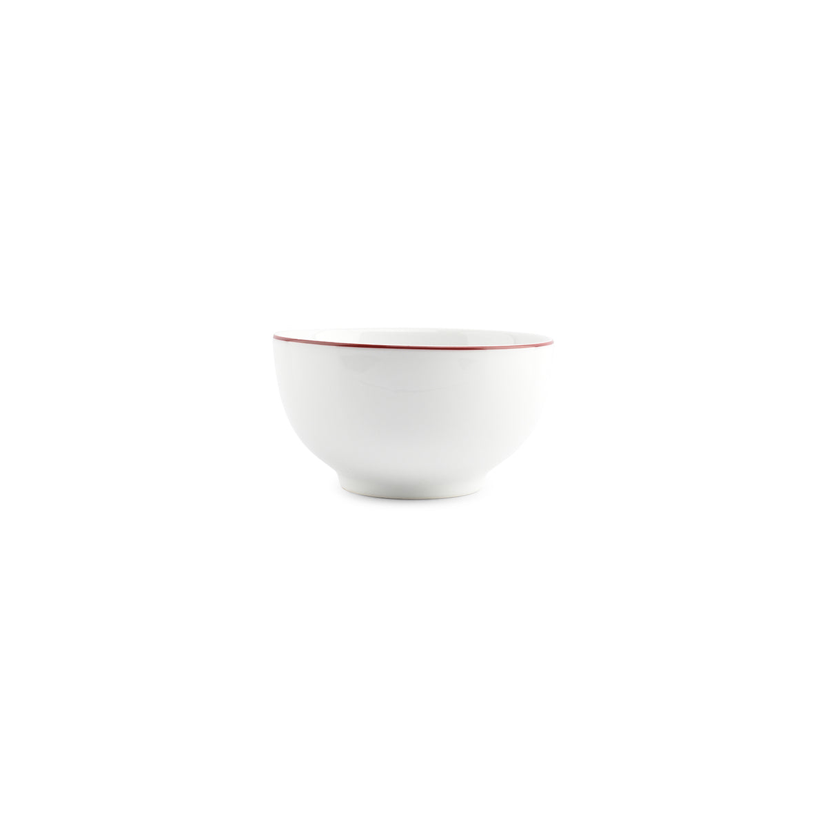 bonbistro Schale 14×H8 cm, burgunderfarbener Rand, Basic White – 6er-Set – Produktansicht 1