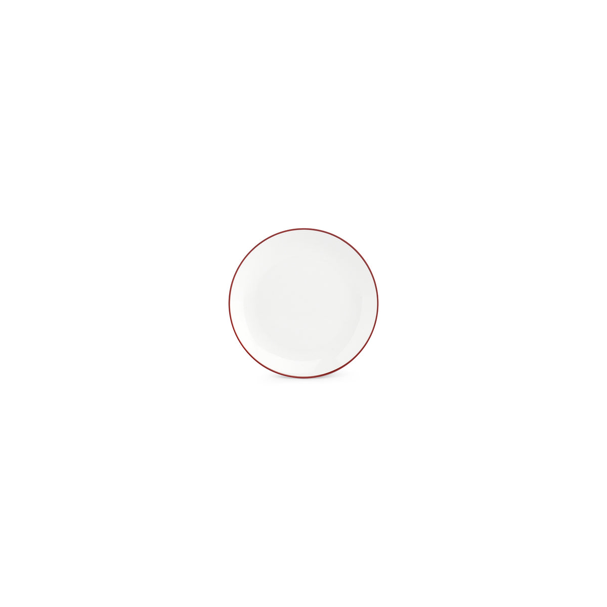 bonbistro Teller 15 cm Coupé, burgunderfarbener Rand, Basic White – 6er-Set – Produktansicht 1
