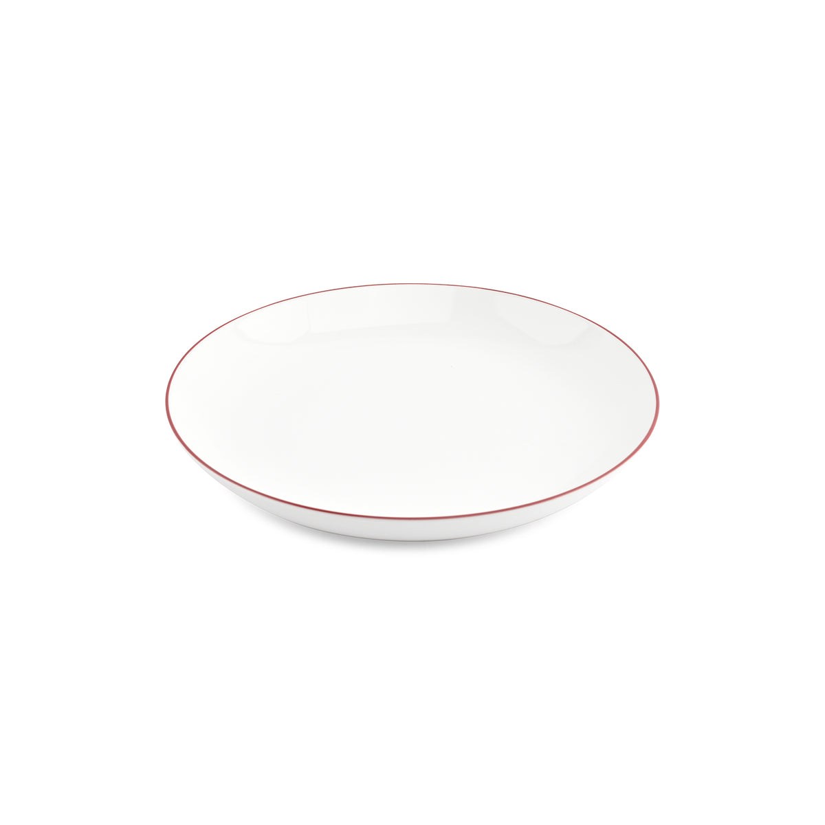 bonbistro Schale 27 x H4 cm Coupe, bordeauxfarbener Rand, Basic Weiß – 6er-Set – Produktansicht 1