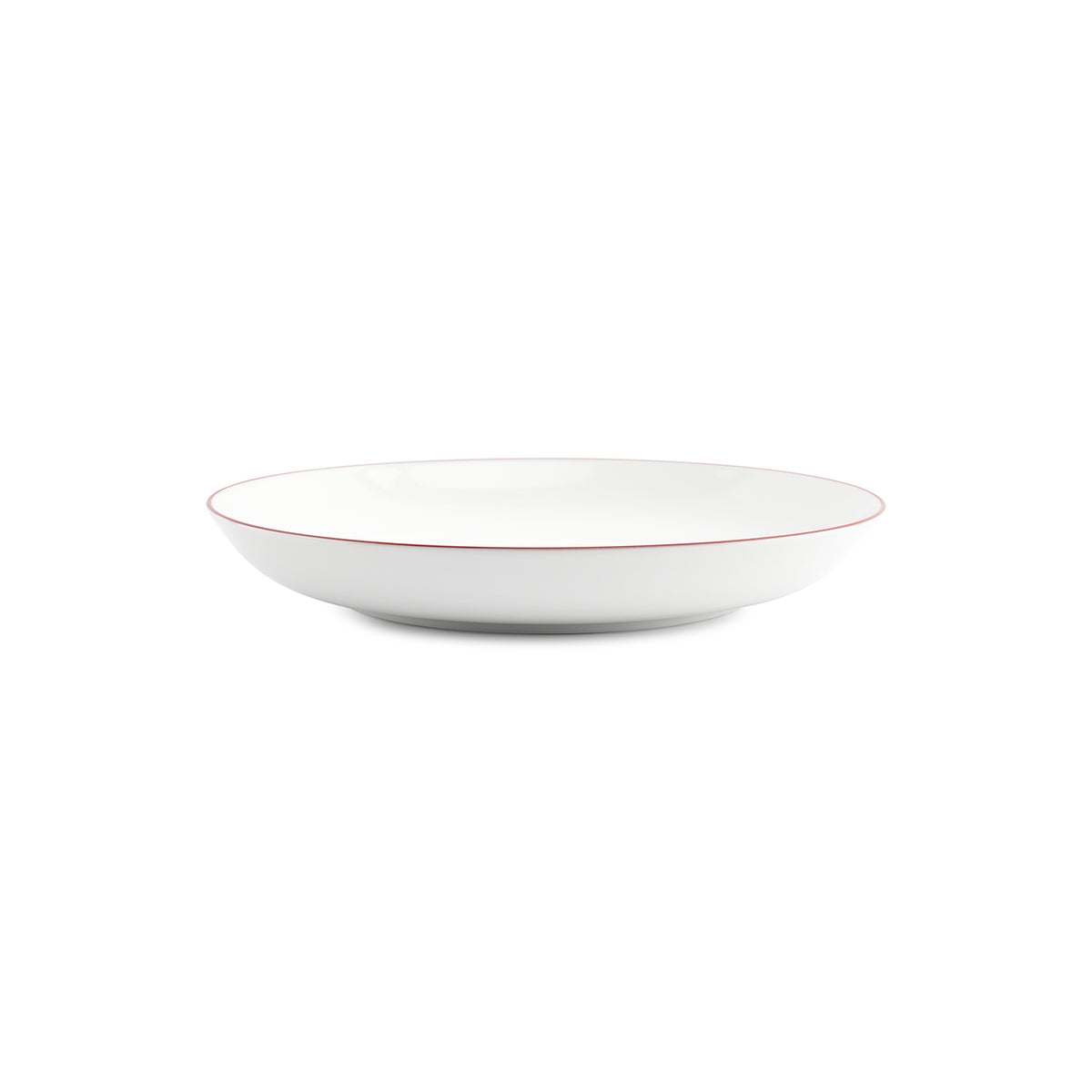 bonbistro Schale 27 x H4 cm Coupe, bordeauxfarbener Rand, Basic Weiß – 6er-Set – Produktansicht 3