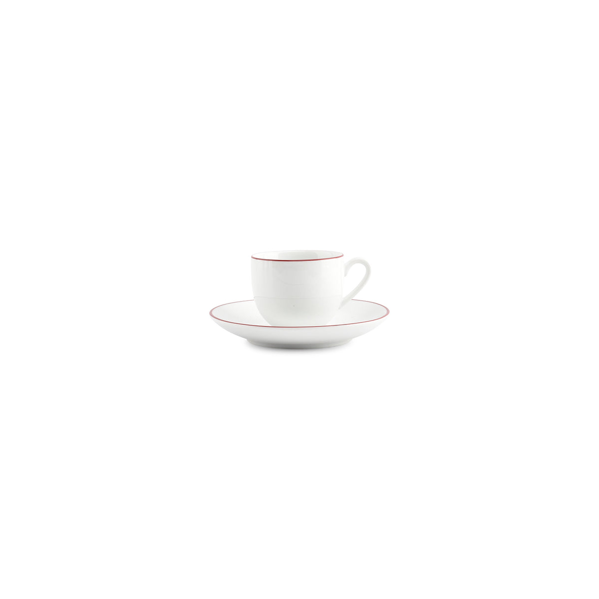 bonbistro Mokka-Tasse 10 cl, burgunderfarbener Rand, Basic White – 6er-Set – Produktansicht 3