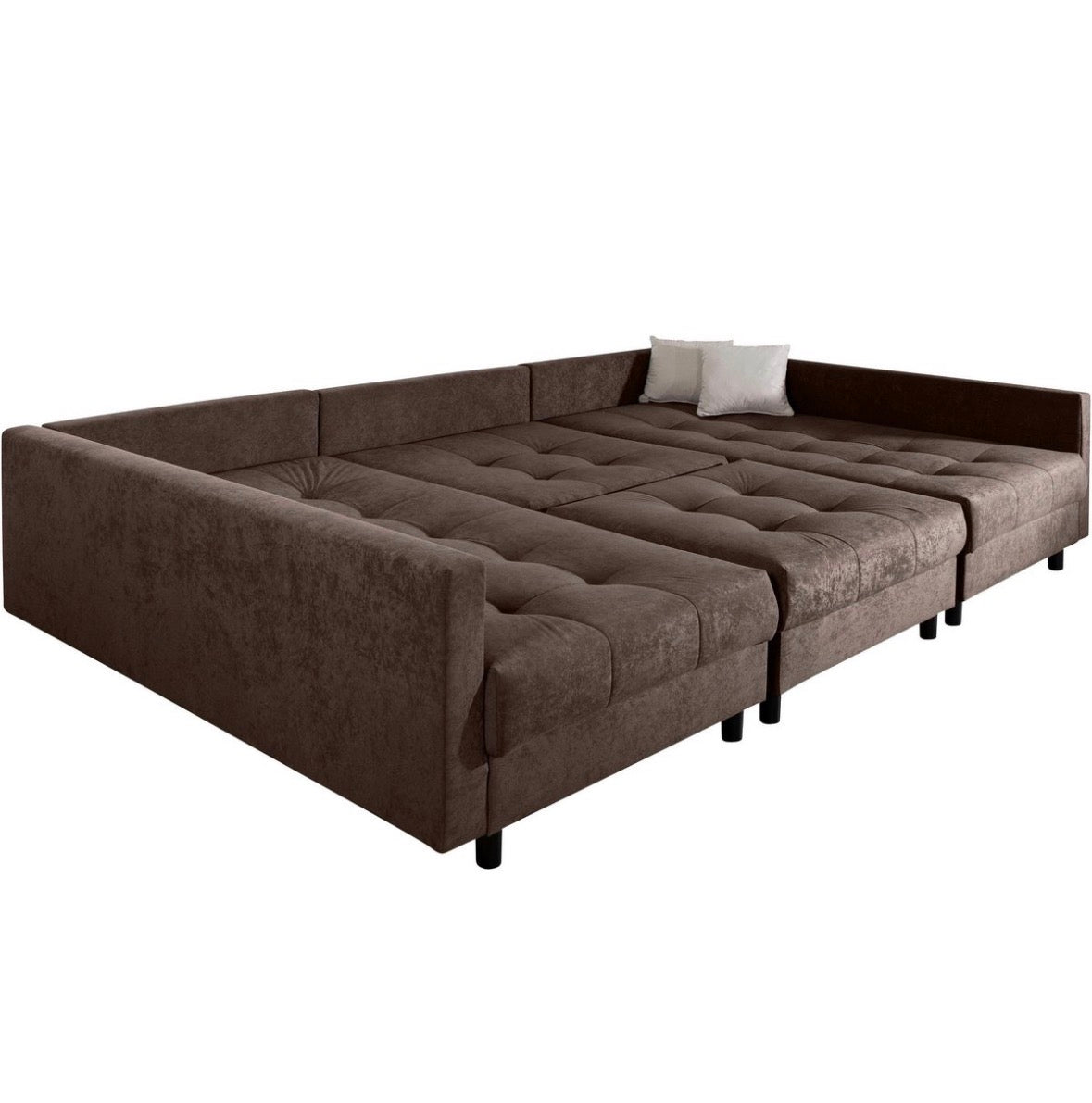 Wohnlandschaft mit Hocker in Microfaser, 298cm Breite | PolsterOase