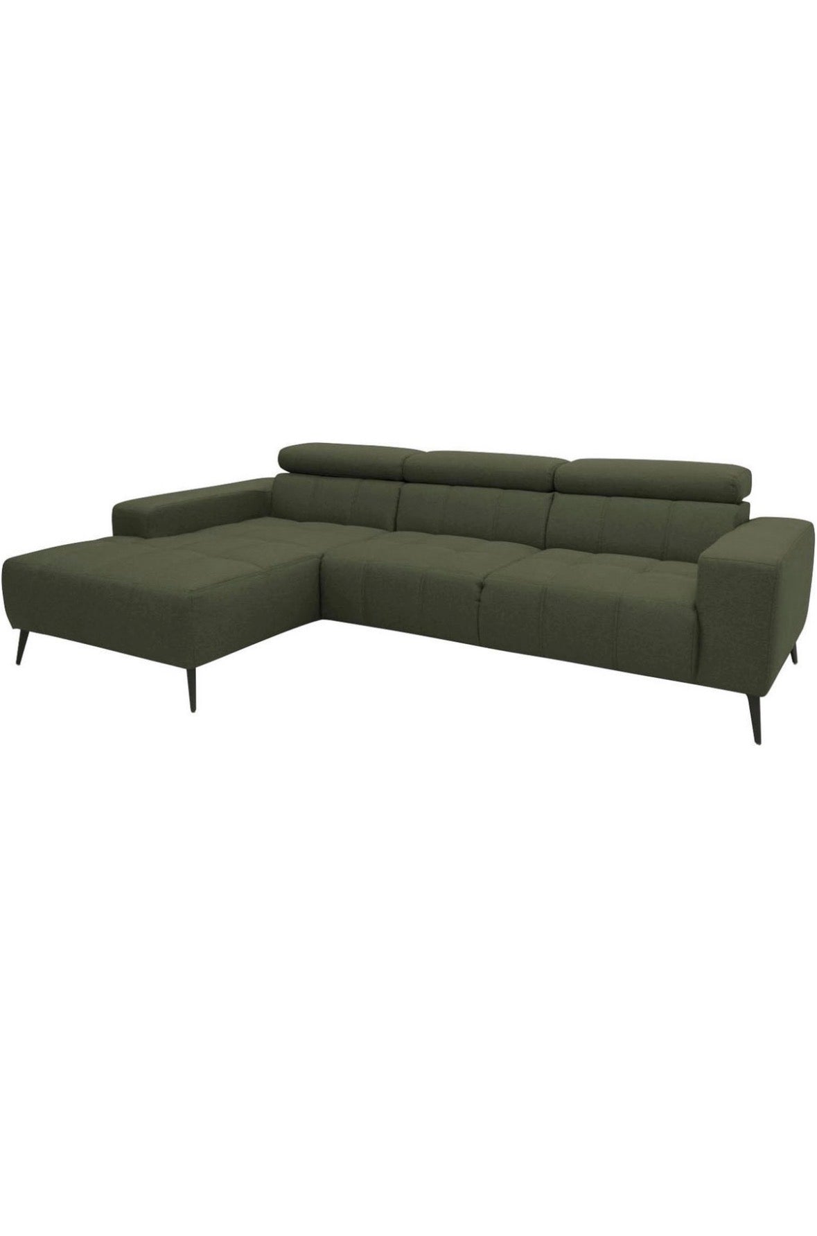 Ecksofa L - Form in Webstoff Moosgrün - POLSTEROASE