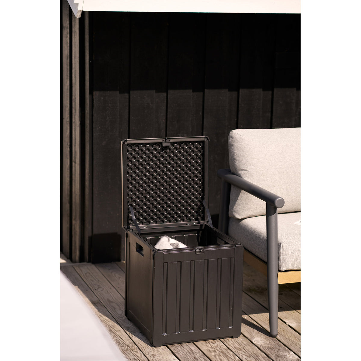 Sobra Kissenbox aus Kunststoff, 76 l, Schwarz, 42,8 × 42,8 × 46,4 cm