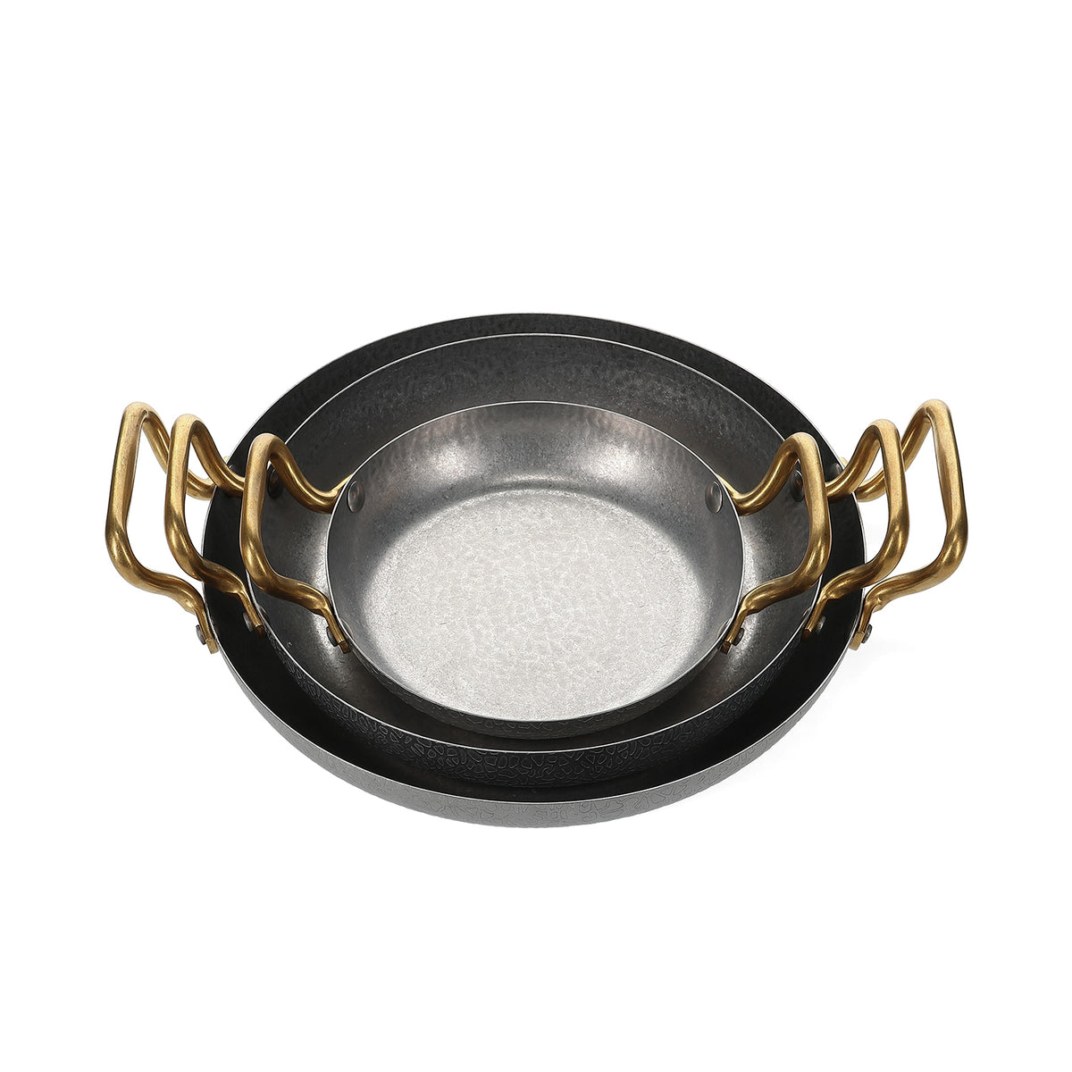 bonbistro Servierschale 18 x H 3,5 cm mit goldenem Griff, gehämmertes Antiksilber – Produktansicht 5