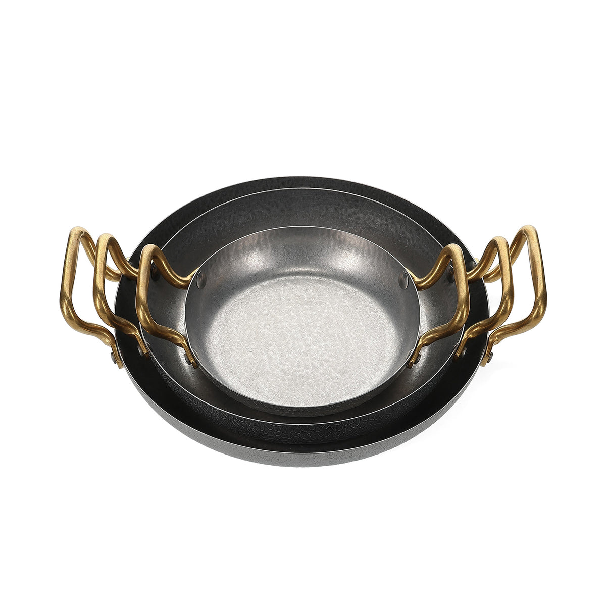 bonbistro Servierschale 24 x H5 cm mit goldenem Griff, gehämmertes Antiksilber – Produktansicht 5