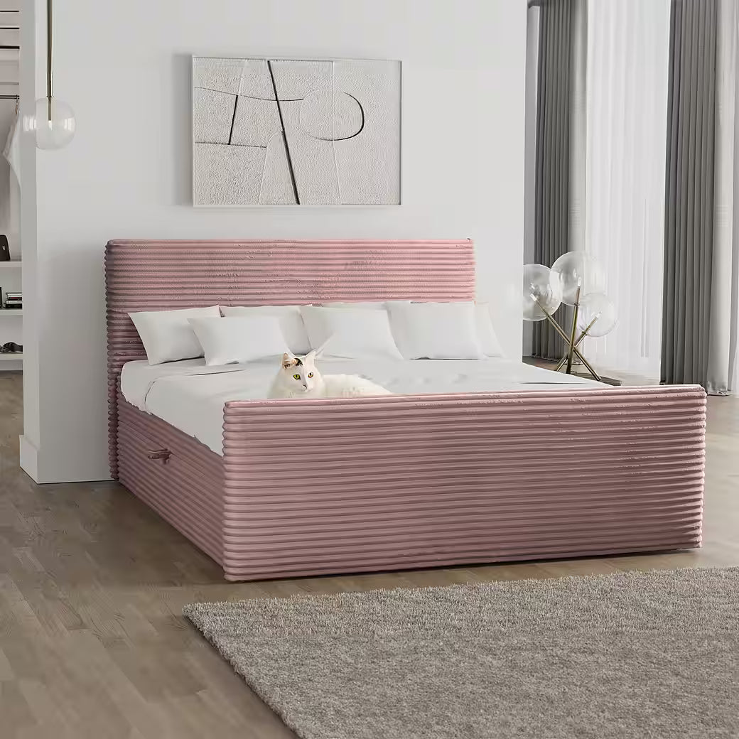 Boxspringbett Trento 120x200 cm mit Bettkasten, Topper und Bonellmatratze in Breitcord