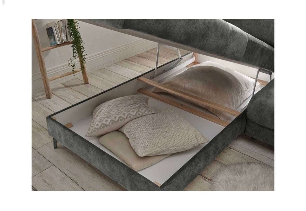 Elektrisches Ecksofa in Samt, 282cm Breite | PolsterOase