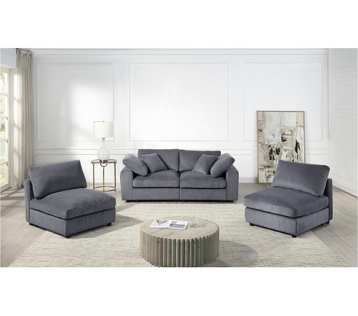 XXL - Modulsofa in Breitcord Anthrazit - POLSTEROASE