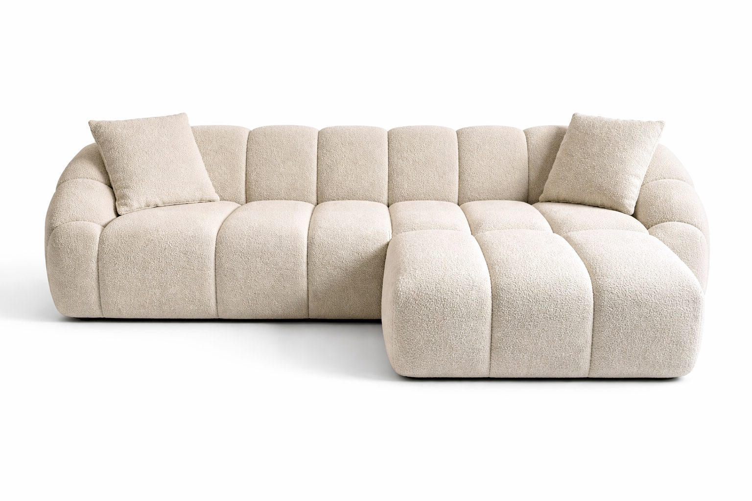 Designer Ecksofa in Bouclé, 299 cm Breite | PolsterOase