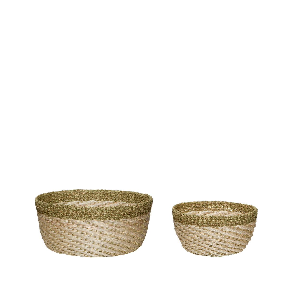 Palm Aufbewahrungskörbe aus Abaka, Natur/Khaki, 2er-Set