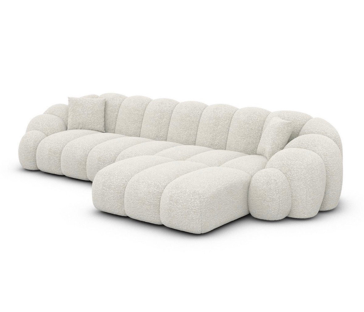 Designer Ecksofa in Bouclé, 299 cm Breite | PolsterOase