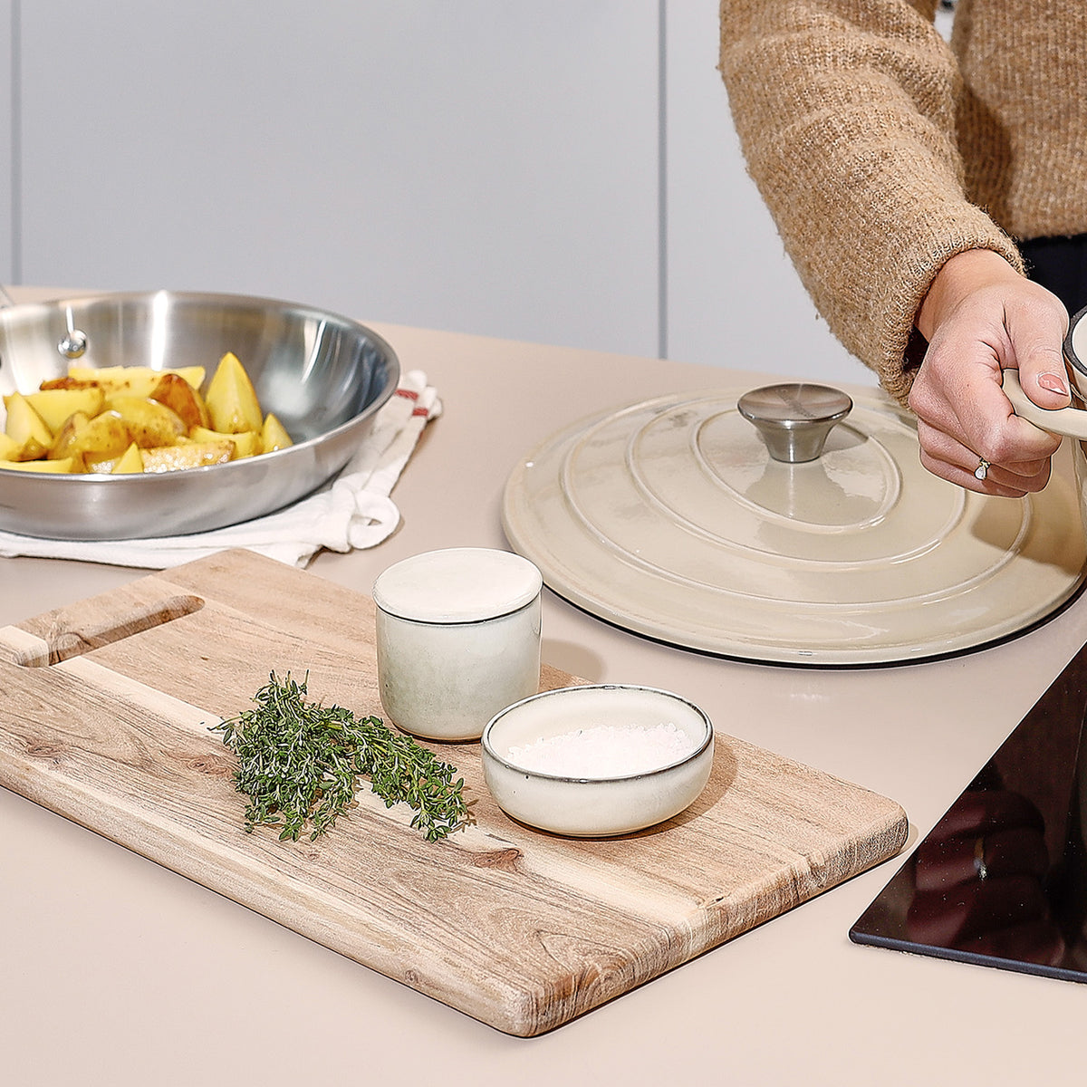 Salt & Pepper Schale 9×H3 cm elfenbein Meridian – 4er-Set – Produktansicht 2