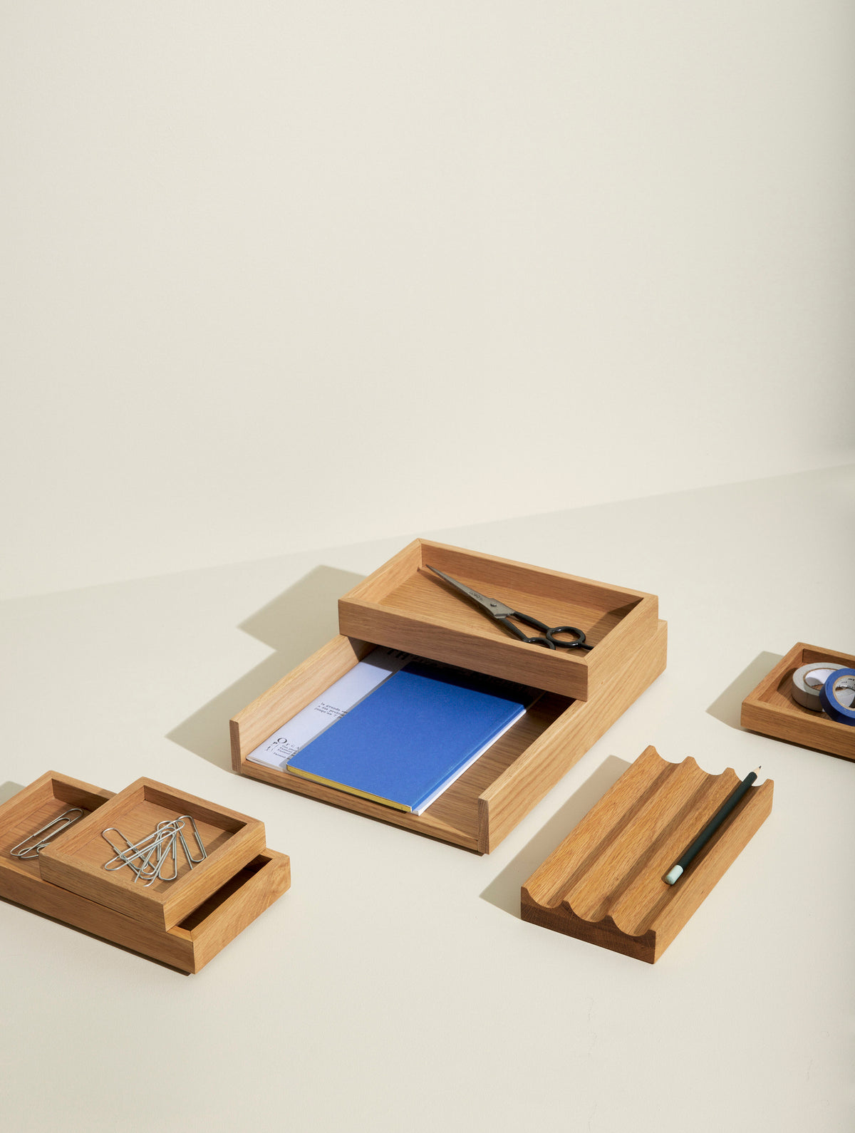 Rail Schreibtisch-Organizer aus Eichenholz, Natur, 2er-Set