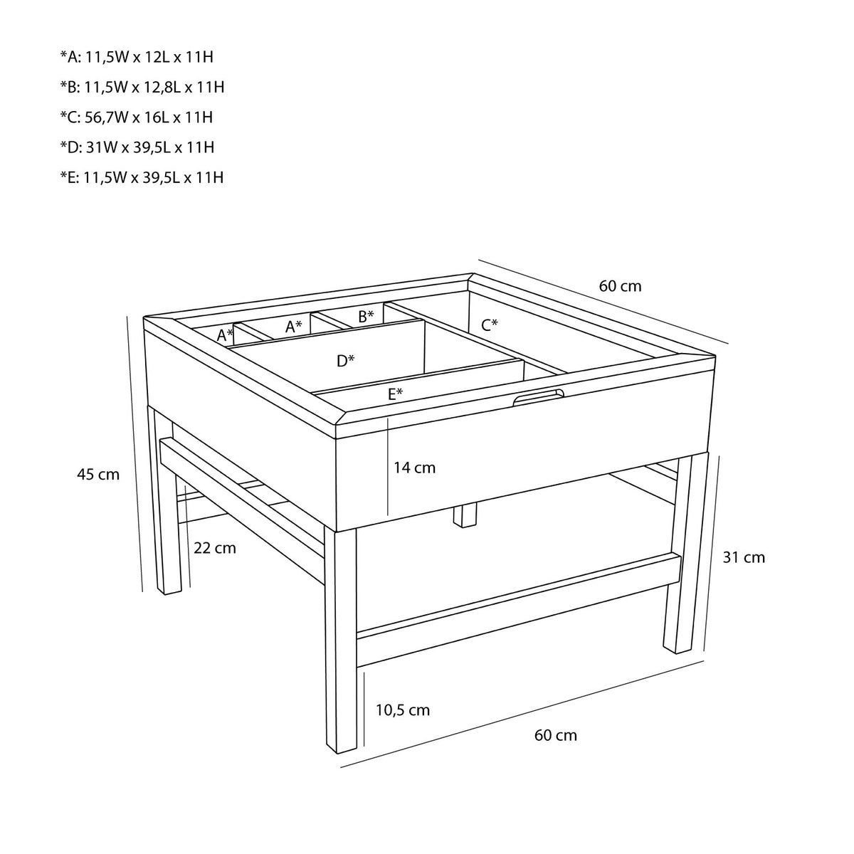 Glitz Couchtisch aus Holz und Glas