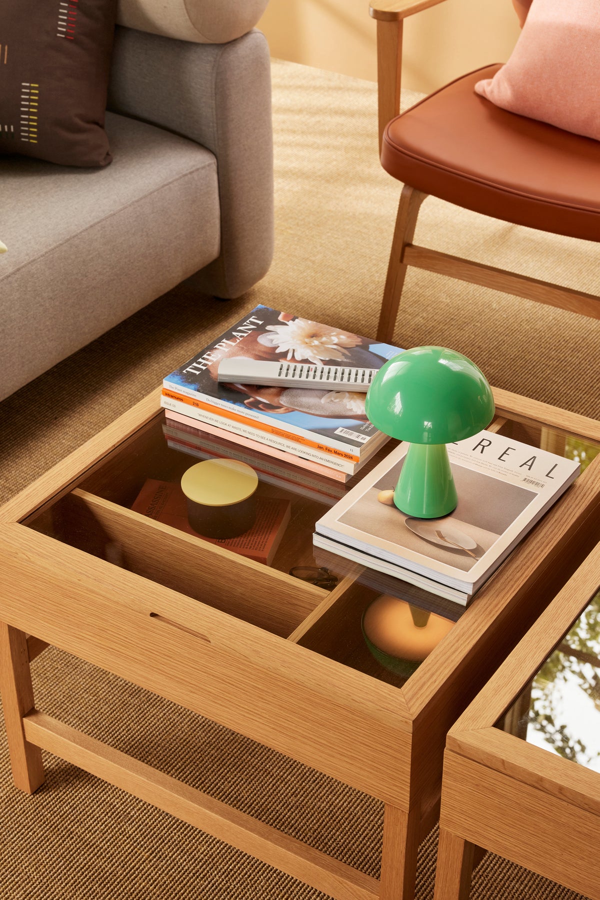 Glitz Couchtisch aus Holz und Glas