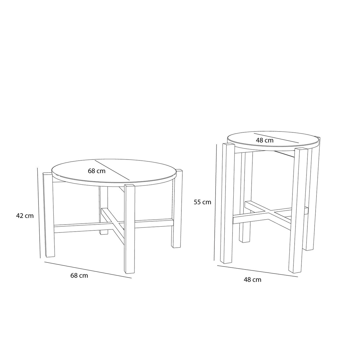 PolsterOase Möbel – Four Couchtische aus Eichenholz, 2er, Set – Ansicht 5