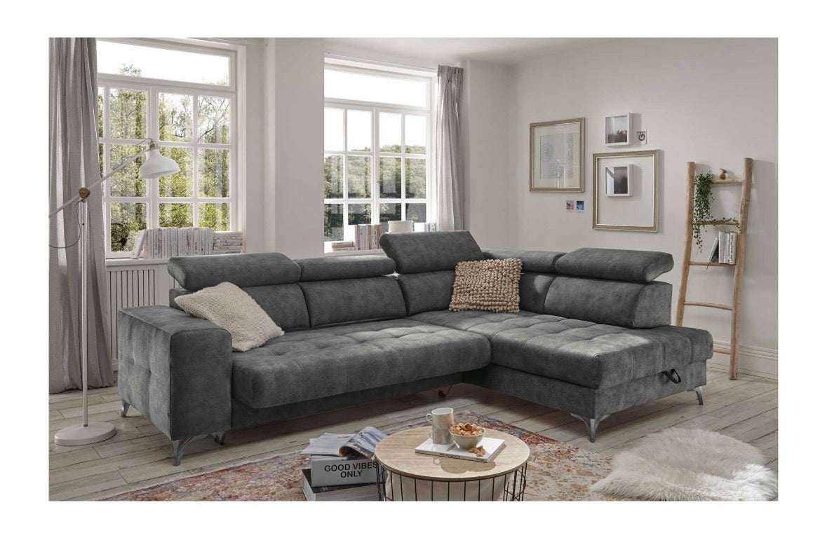 Elektrisches Ecksofa in Samt, 282cm Breite | PolsterOase