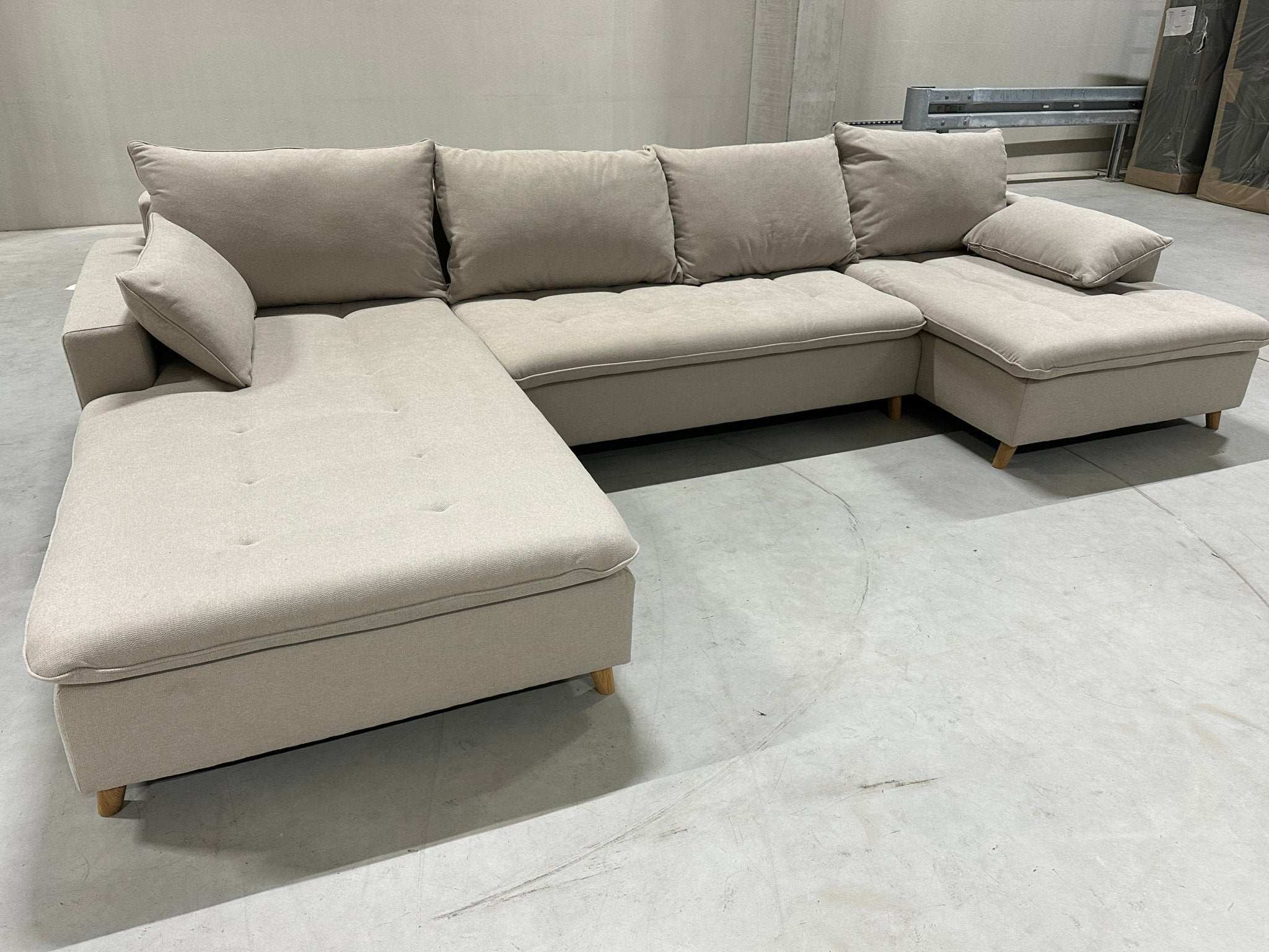 XL Wohnlandschaft in Webstoff Sand / Beige (Nordic Style) - POLSTEROASE