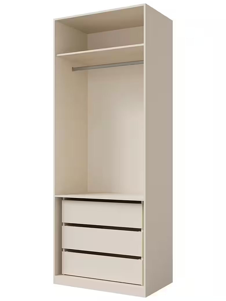 Kleiderschrank LENO 90 – Drehtürenschrank mit 3 Schubladen & Kleiderstange