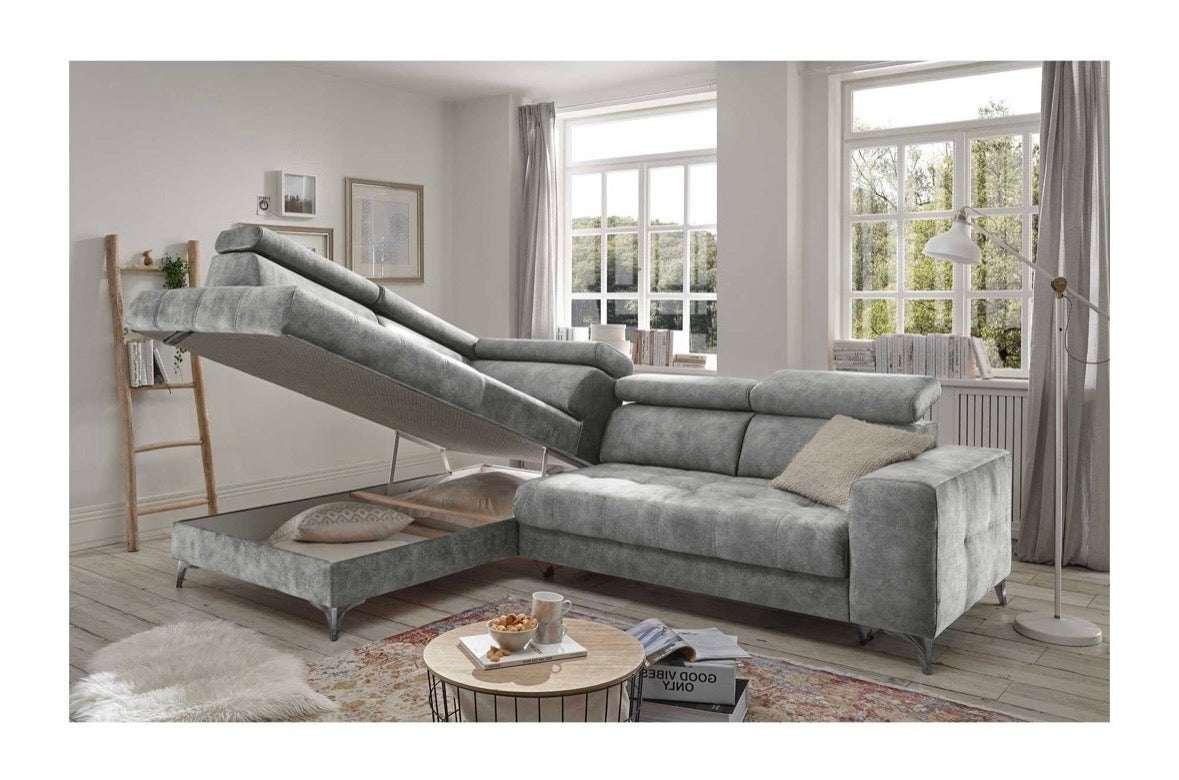 Ecksofa in Samt Grau